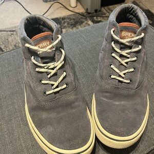 Sperry Gray Suede Mid-Top Lace Boat Shoes